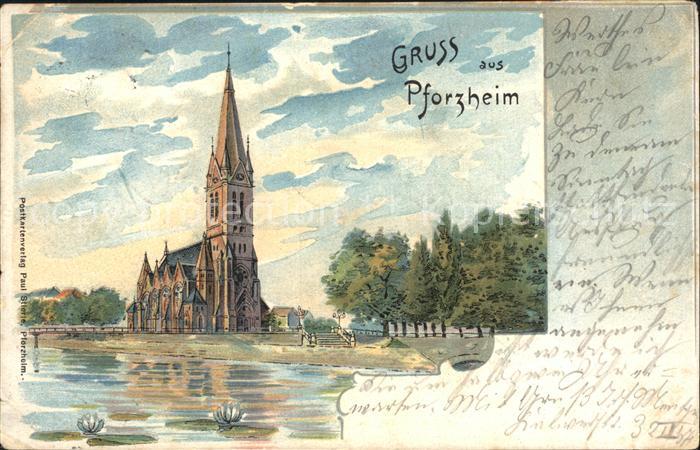 Pforzheim Kirche Litho