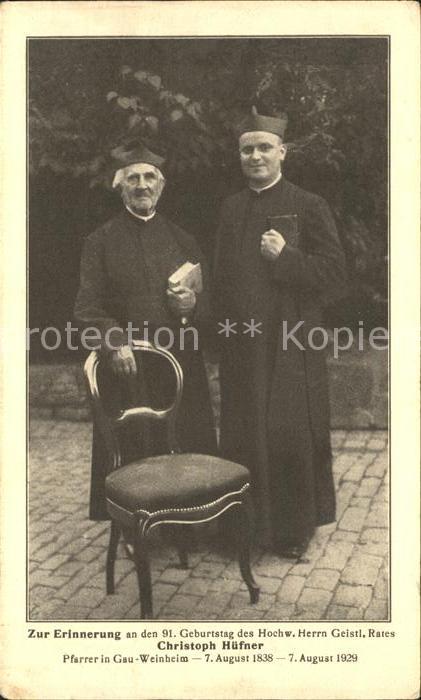 Gau-Weinheim Pfarrer Christoph Huefner Erinnerung 91. Geburtstag