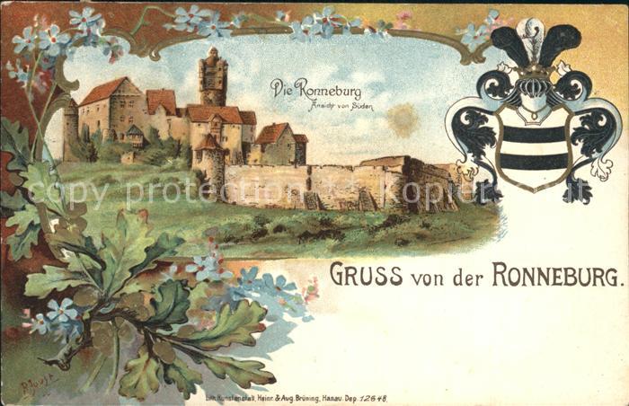 Ronneburg Hessen Wappen Litho Kuenstlerkarte R. Joost