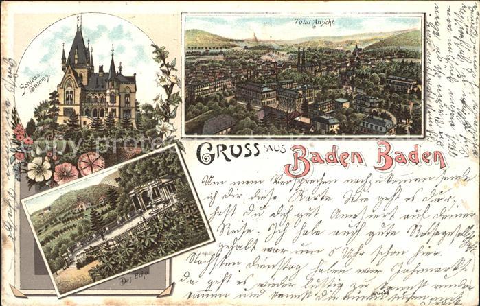 BADEN-BADEN BW Schloss Soloms Echo Litho