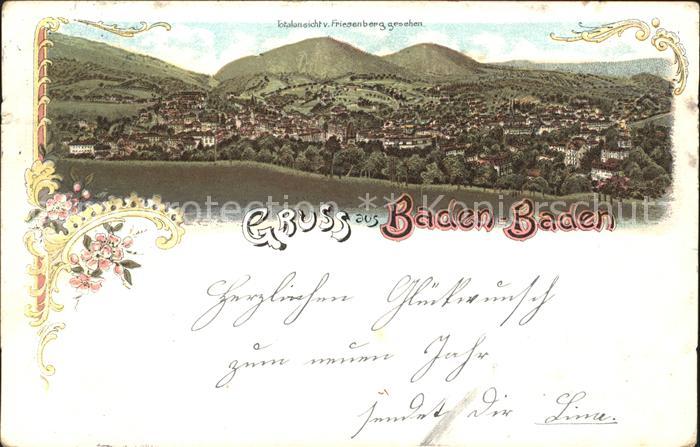 Baden-Baden Totalansicht vom Friesenberg Litho