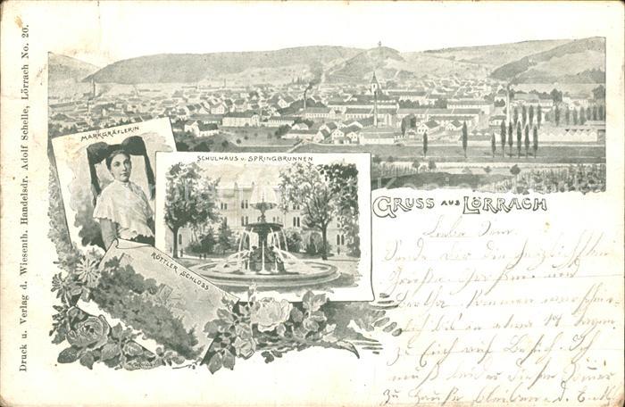 Loerrach Schulhaus Springbrunnen Roettler Schloss Markgraeflerin