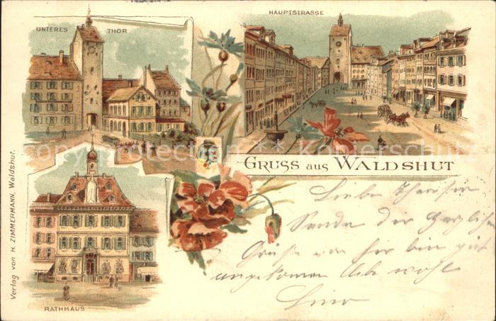 Waldshut Tiengen Rhein Hauptstrasse Rathaus Unteres Tor Litho
