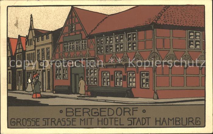 Bergedorf Hamburg Grosse Strasse Hotel Stadt Hamburg Kuenstler-Steinzeichnung