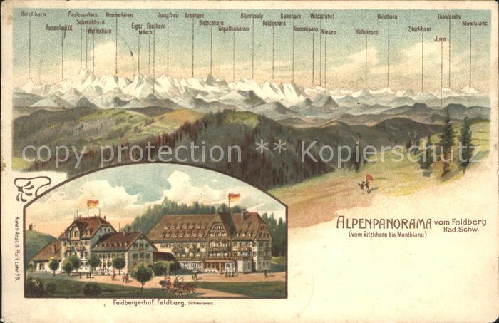 Feldberg Schwarzwald Alpenpanorama Feldbergerhof Litho