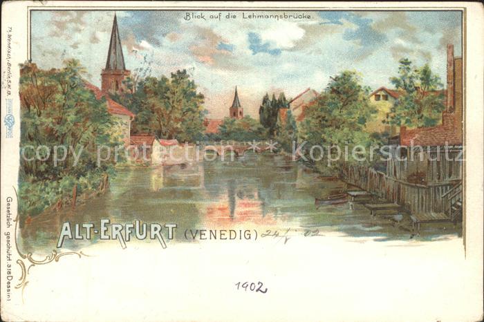 Erfurt Alt-Erfurt Venedig Lehmannsbruecke Litho