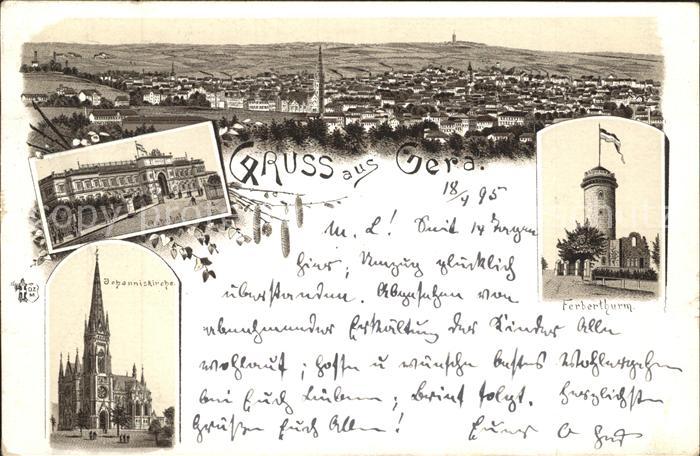 Gera Bahnhof Johanniskirche Ferberturm Litho