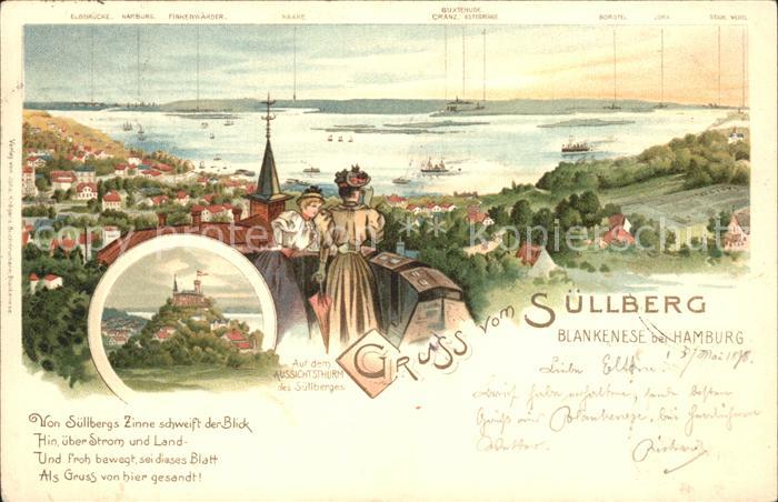 Blankenese Hamburg Suellberg Aussichtsturm Gedicht Litho
