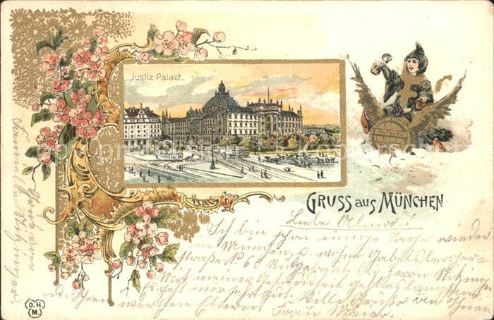 Muenchen Justiz-Palast Muenchner-Kindl Litho