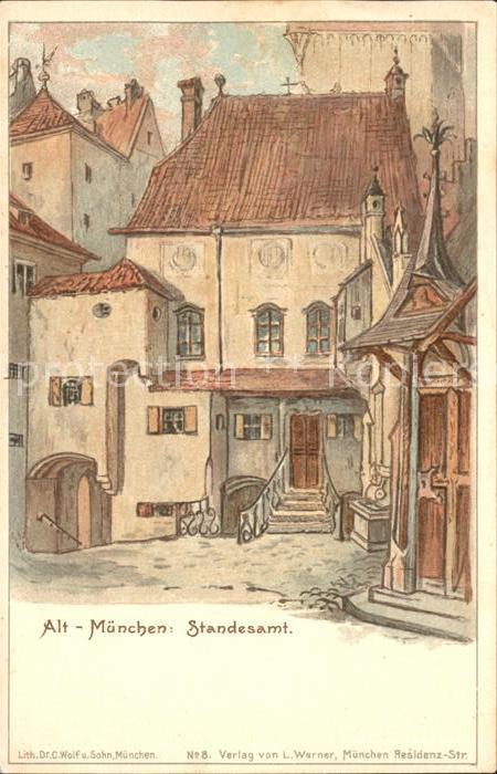 Muenchen Alt-Muenchen Standesamt Litho