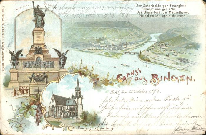 Bingen Rhein St. Rochus-Kapelle Nationaldenkmal Gedicht Litho