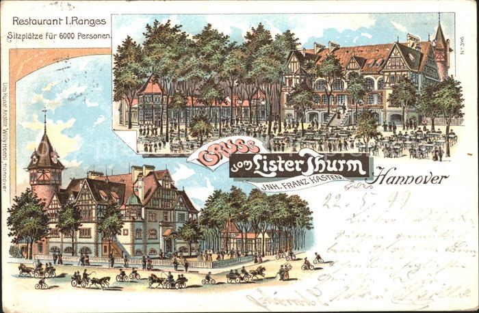 Hannover Restaurant-Biergarten Lister Turm Litho
