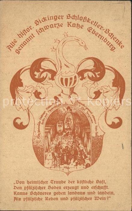 Sickingen Pfalz Alte historische Sickinger Schlosskeller-Schenke Wappen Gedicht