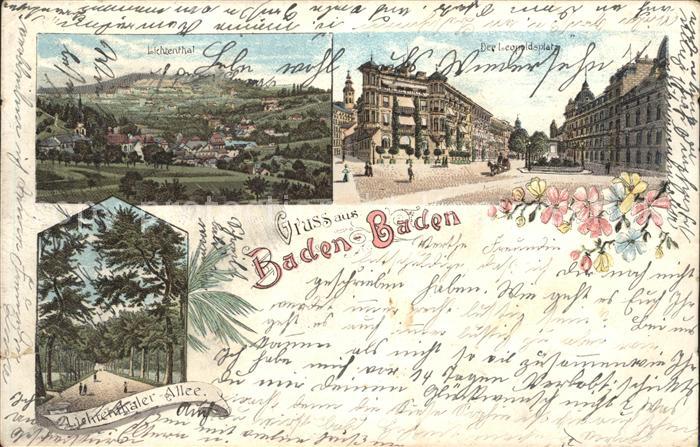 Baden-Baden Leopoldsplatz Lichtentaler-Allee Lichental Litho