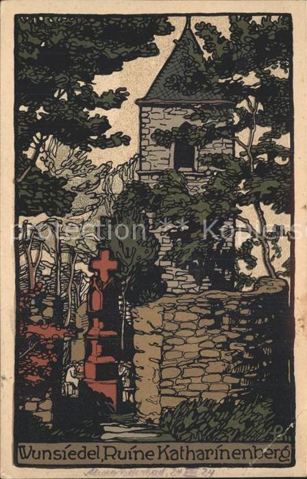 Wunsiedel Ruine Katharinenberg Kuenstler-Stein-Zeichnung
