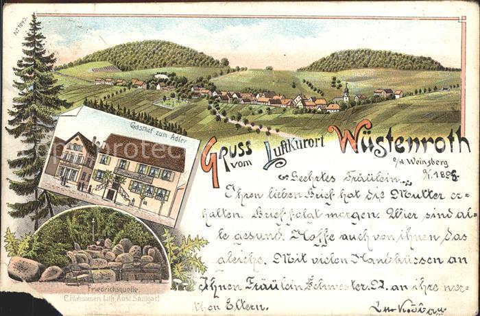 Wuestenrot Gasthof zum Adler Friedrichsquelle Litho