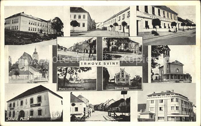 Trhove Sviny Grafie Plzen Valcovy mlyn Kirche Schule