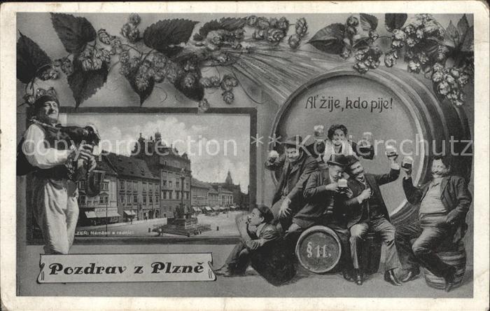 Plzen Pilsen Marktplatz Rathaus Beer