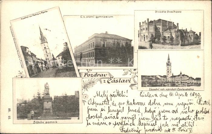 Caslav Divadlo Dusikovo Zapadni roh namesti Caslavskeho Zizkuv pomnik