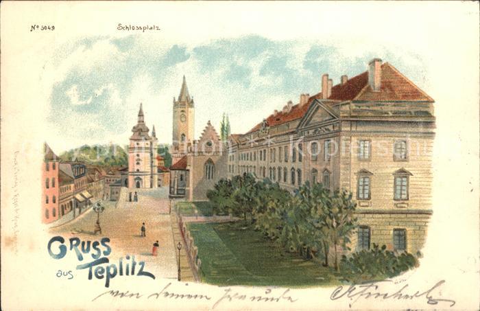 Teplitz-Schoenau Teplice Schlossplatz Litho