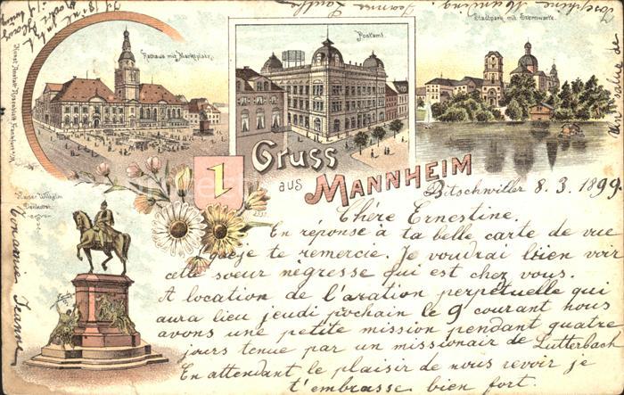 Mannheim Postamt Kaiser- Wilhelm- Denkmal Stadtpark