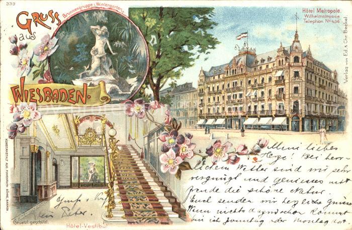 Wiesbaden Hotel Metropole Hotel Vestibul Brunnengruppe im Wintergarten