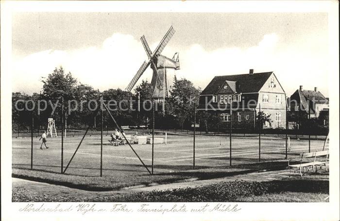 Wyk Foehr Tennisplatz und Windmuehle