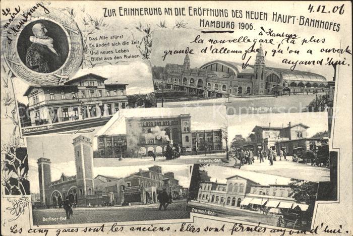 Hamburg Eroeffnung des neuen Haupt Bahnhof 1906