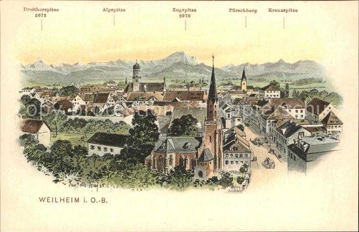 Weilheim Oberbayern Kreuzspitze Alpspitze Stadt