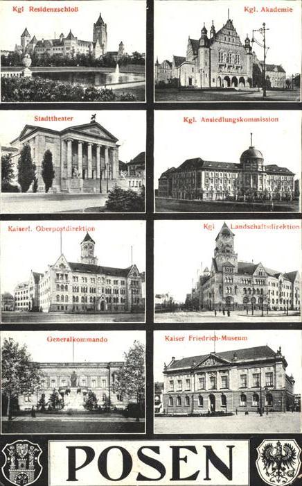 Posen Poznan Kgl Residenzschloss Kgl Akademie Stadttheater Kaiserl Oberpostdirek