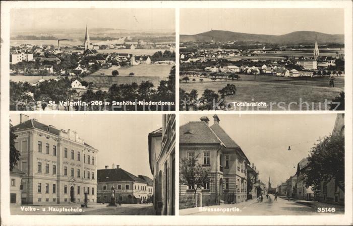 St Valentin Niederoesterreich Totalansichten Volks und Hauptschule Strassenparti