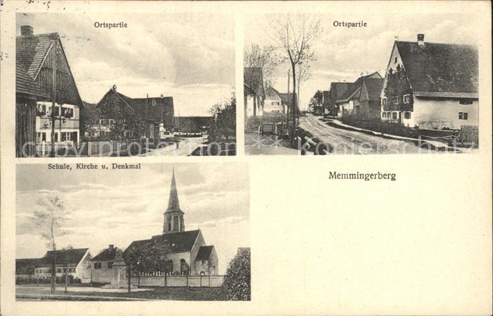 Memmingerberg Ortspartie Schule Kirche Denkmal