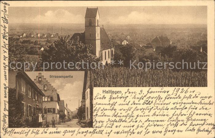 Haltingen Weil am Rhein BW Kirche und Strassenpartie