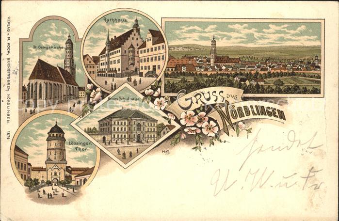 Noerdlingen Rathaus Sankt Georgskirche Loebsinger Tor