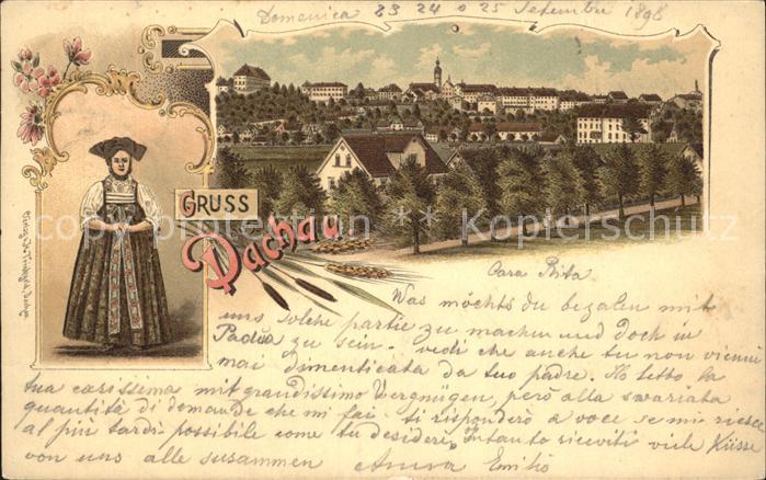 Dachau Gesamtansicht Frau in Tracht