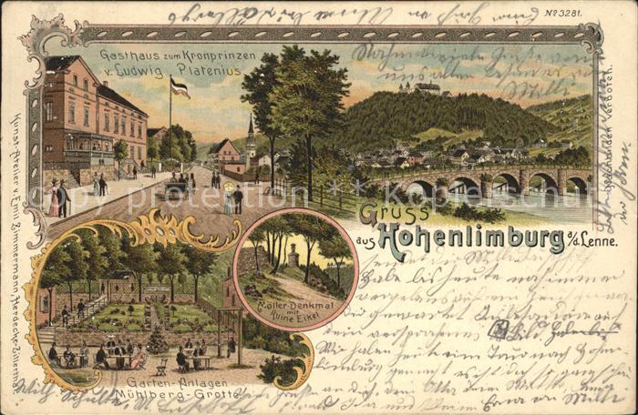 Hohenlimburg Gasthaus zum Kronprinzen von Ludwig Platenius Moeller Denkmal