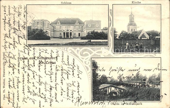 Heinersdorf Fuerstenwalde Spree Schloss Kirche Partie im Schlosspark