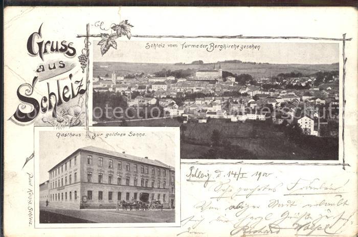 Schleiz Gasthaus zur goldenen Sonne Stadtansicht