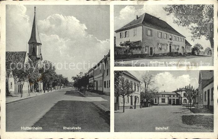 Huttenheim Philippsburg Gasthaus zum gruenen Baum Rheinstrasse Bahnhof