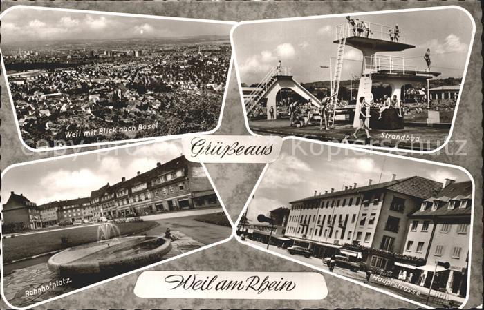 Weil am Rhein Freibad Blick nach Basel Bahnhofsplatz Hauptstrasse