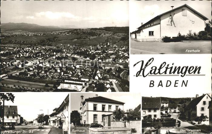 Haltingen Weil am Rhein BW Festhalle Dorfbrunnen Rathaus