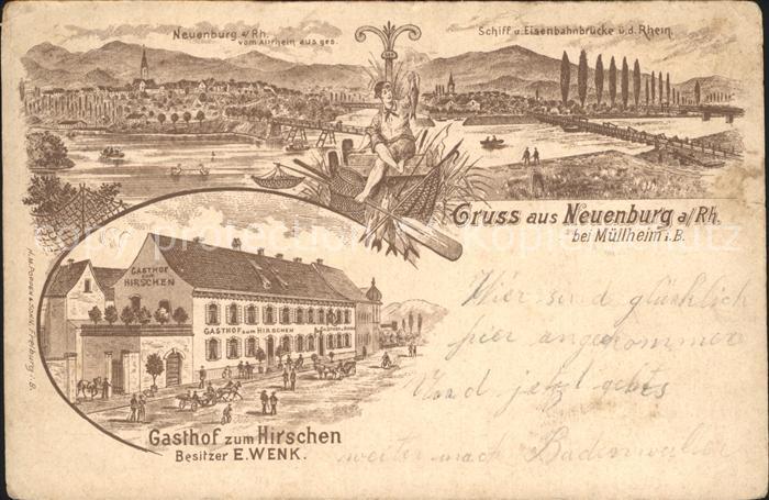 Neuenburg Rhein Gasthof zum Hirschen Eisenbahnbruecke