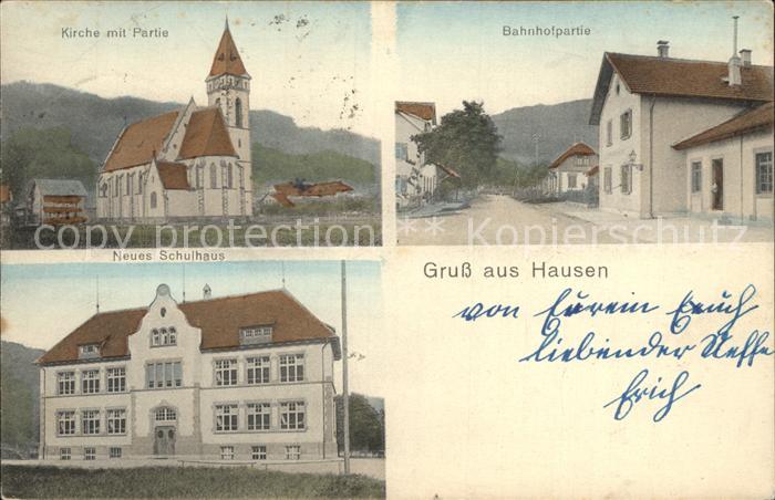Hausen Wiesental Kirche Bahnhofpartie Neues Schulhaus