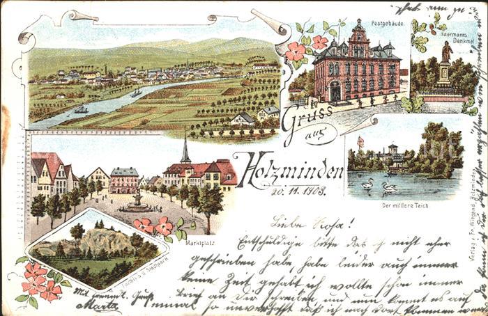 Holzminden Weser Totalansicht Der mittlere Teich Postgebaeude