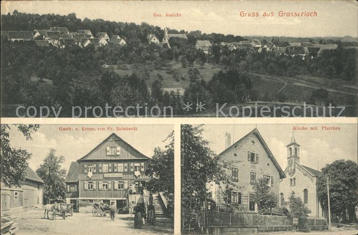 Grosserlach Kirche mit Pfarrhaus Gasthaus zur Krone
