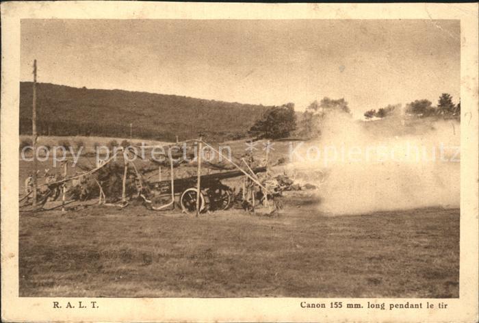 Frankreich WK1 Belfort Canon 155mm long pendant le tir Maschinengewehr