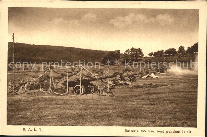 Frankreich WK1 Maschinengewehr Batterie 155mm long pendant le tir