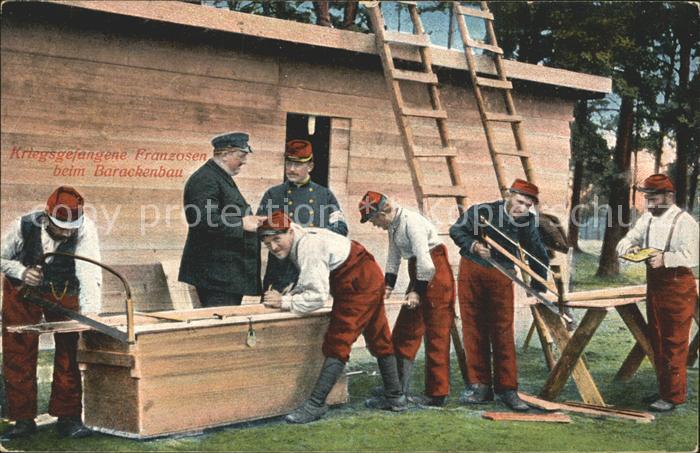 Kriegsgefangene Französen beim Barackenbau