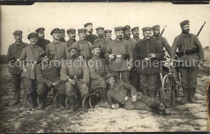 Militaria WK1 Telegraphie Koppel Fahrrad Gruppenfoto