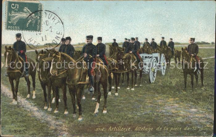 Frankreich WK1 artillerie attelage de la piece de 15